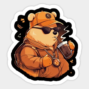 bear drink coffe Sticker